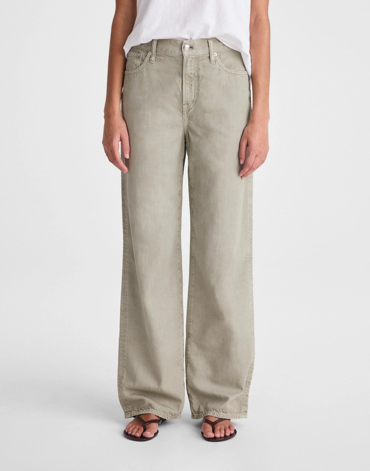 Madewell The Short Perfect Vintage Wide-Leg Jean in Airy Denim Chateau Olive