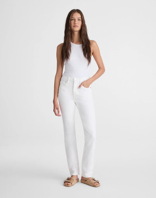 Madewell The Short Pencil Jean in Super Stretch Denim Tile White