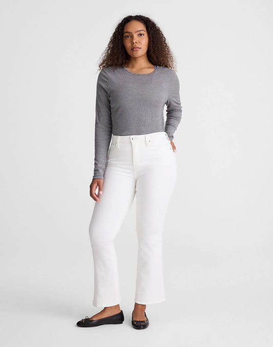 Madewell The Short Curvy Flare Crop Jean in Super Stretch Denim Tile White