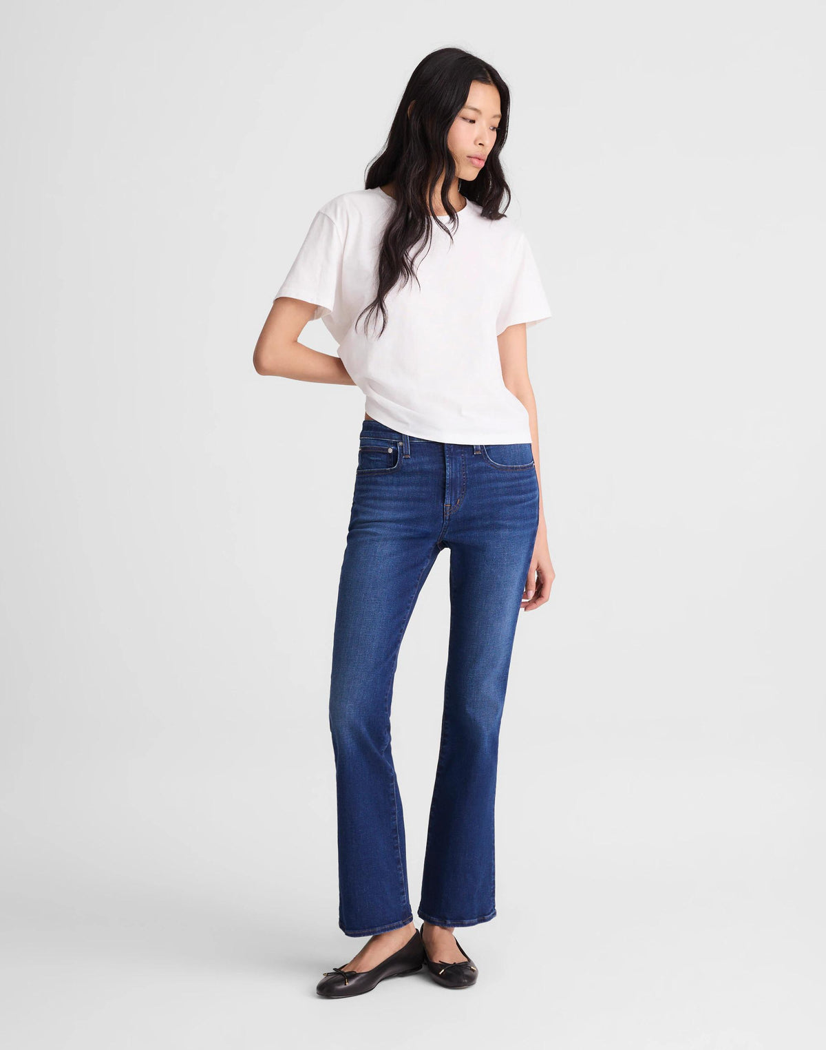Madewell The Short Flare Crop Jean in Super Stretch Denim Osgoode Wash