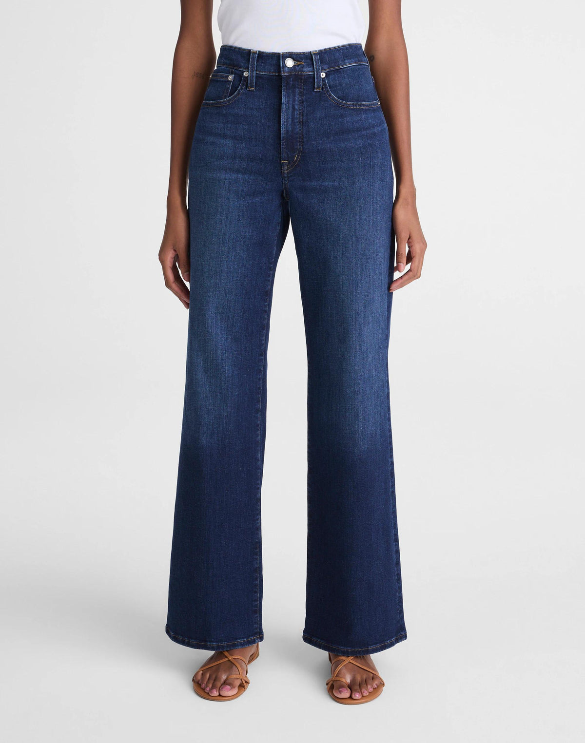 Madewell The Tall Wide-Leg Jean in Super Stretch Deep Ocean Wash