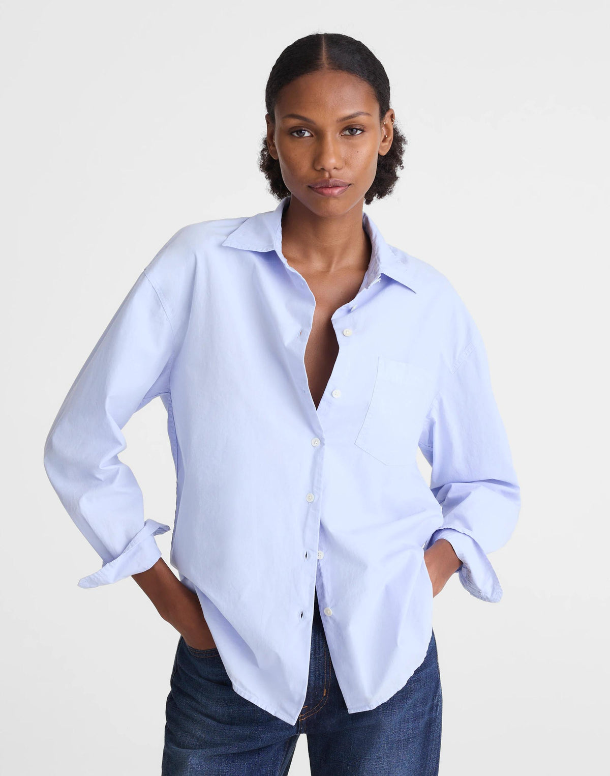 Madewell The Easy Shirt in Poplin Light Blue