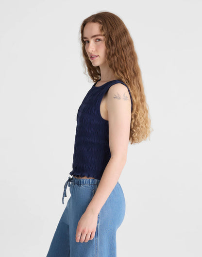 Madewell Smocked Boatneck Tank Classic Indigo