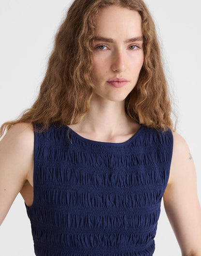 Madewell Smocked Boatneck Tank Classic Indigo