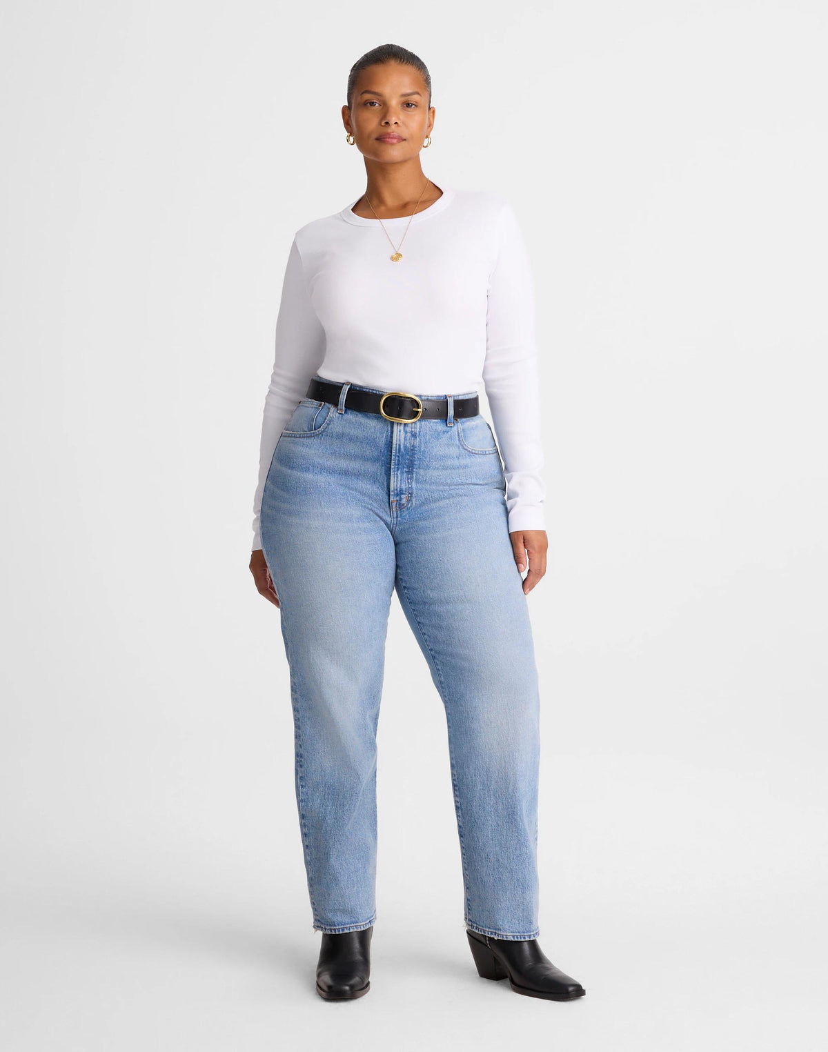 Madewell The Plus Longline Straight Jean Raebrook Wash