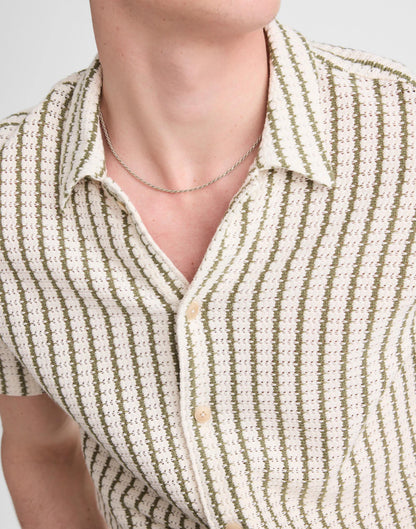 Madewell Textured-Knit Short-Sleeve Shirt Vintage Ivory
