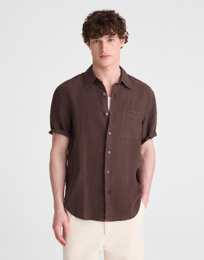 Madewell The Allday Short-Sleeve Shirt in Linen Chocolate