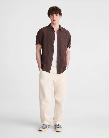 Madewell The Allday Short-Sleeve Shirt in Linen Chocolate