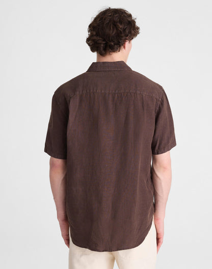 Madewell The Allday Short-Sleeve Shirt in Linen Chocolate