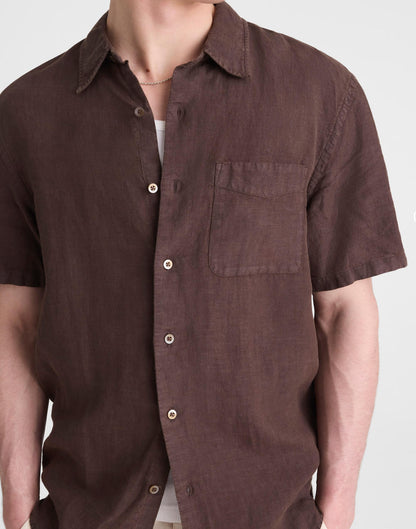 Madewell The Allday Short-Sleeve Shirt in Linen Chocolate