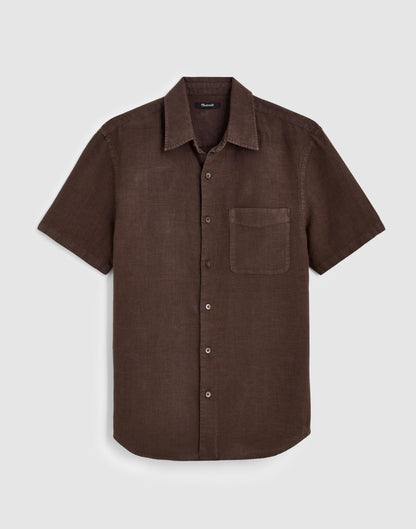 Madewell The Allday Short-Sleeve Shirt in Linen Chocolate