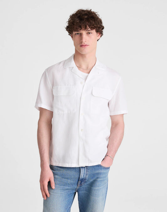 Madewell Short-Sleeve Camp Shirt in Archive Linen Blend White