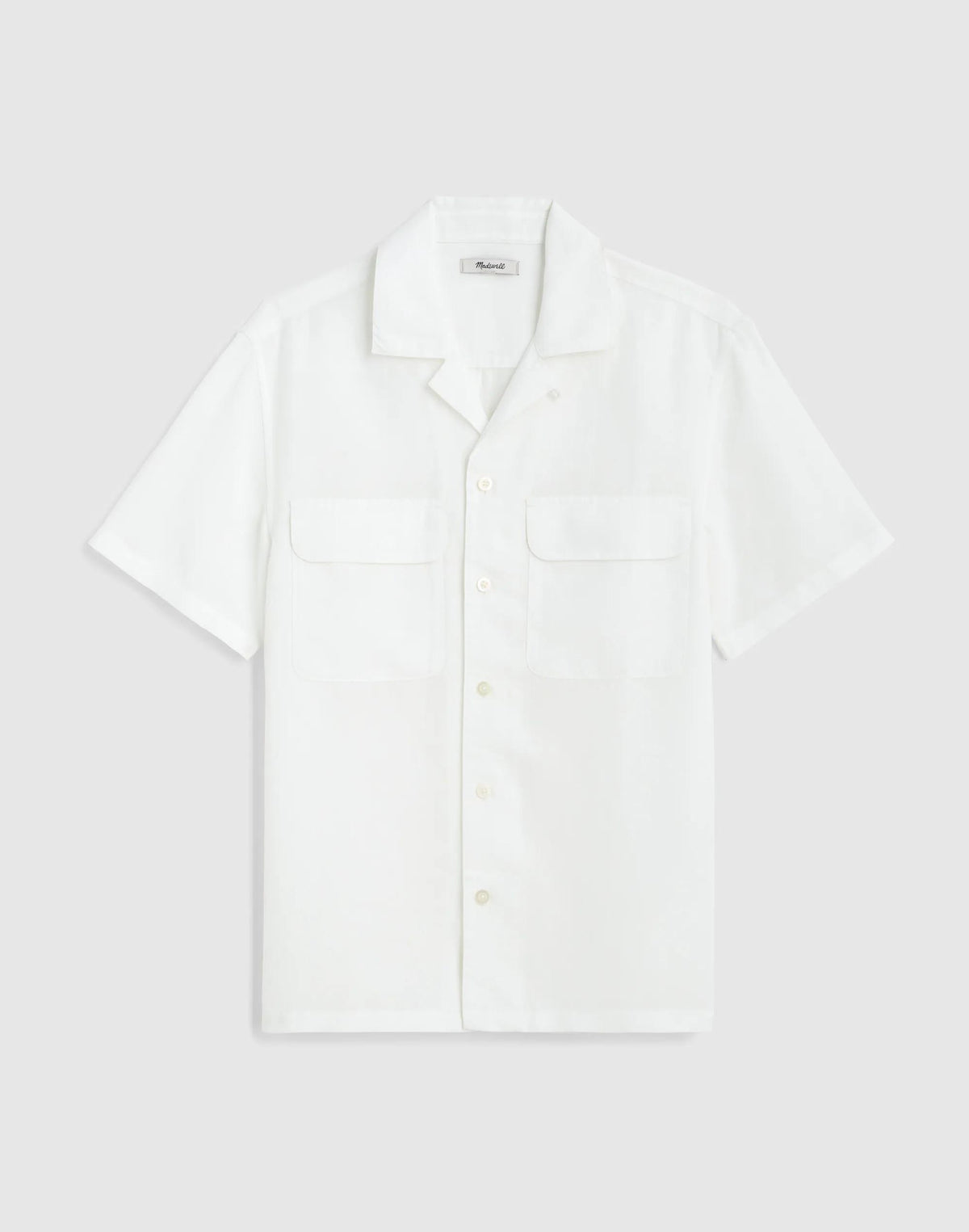Madewell Short-Sleeve Camp Shirt in Archive Linen Blend White
