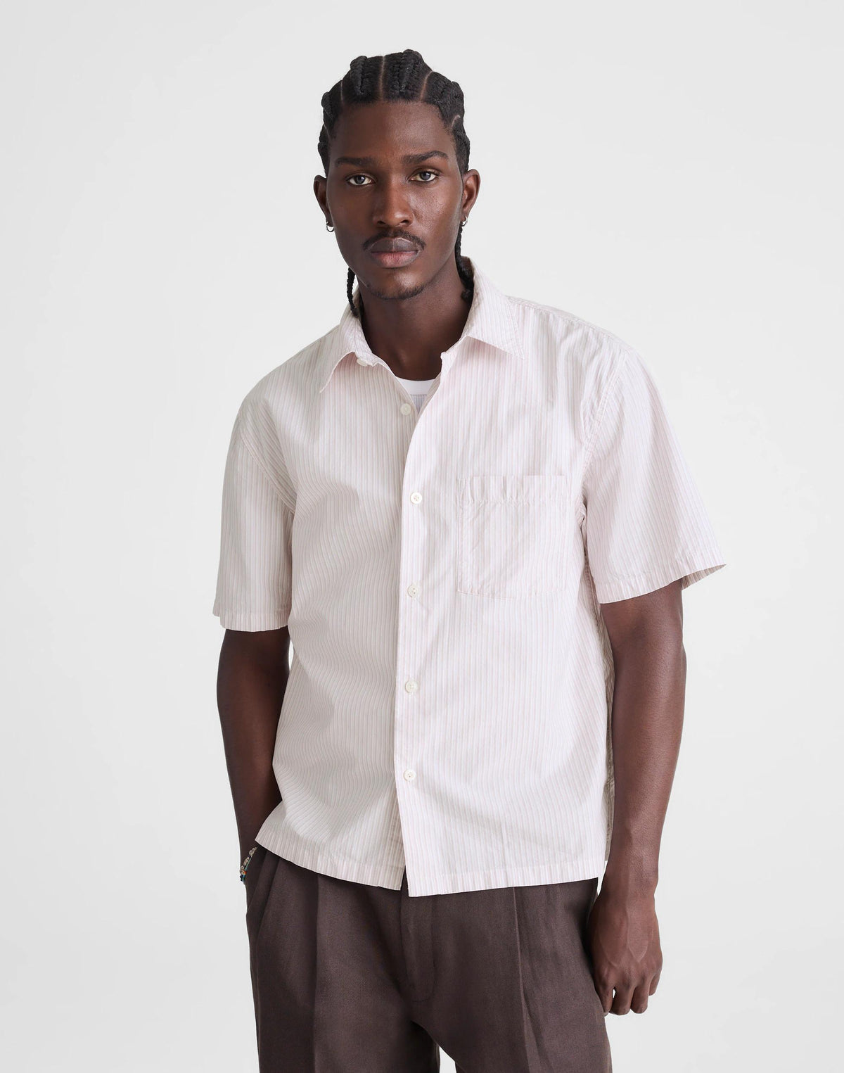Madewell Boxy Cropped Shirt in Crisp Poplin Mini Shirting Stripe