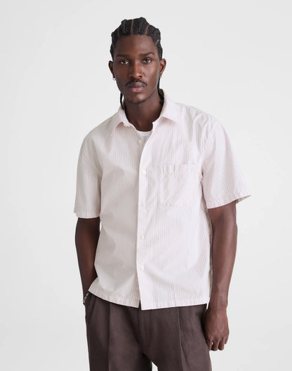 Madewell Boxy Cropped Shirt in Crisp Poplin Mini Shirting Stripe