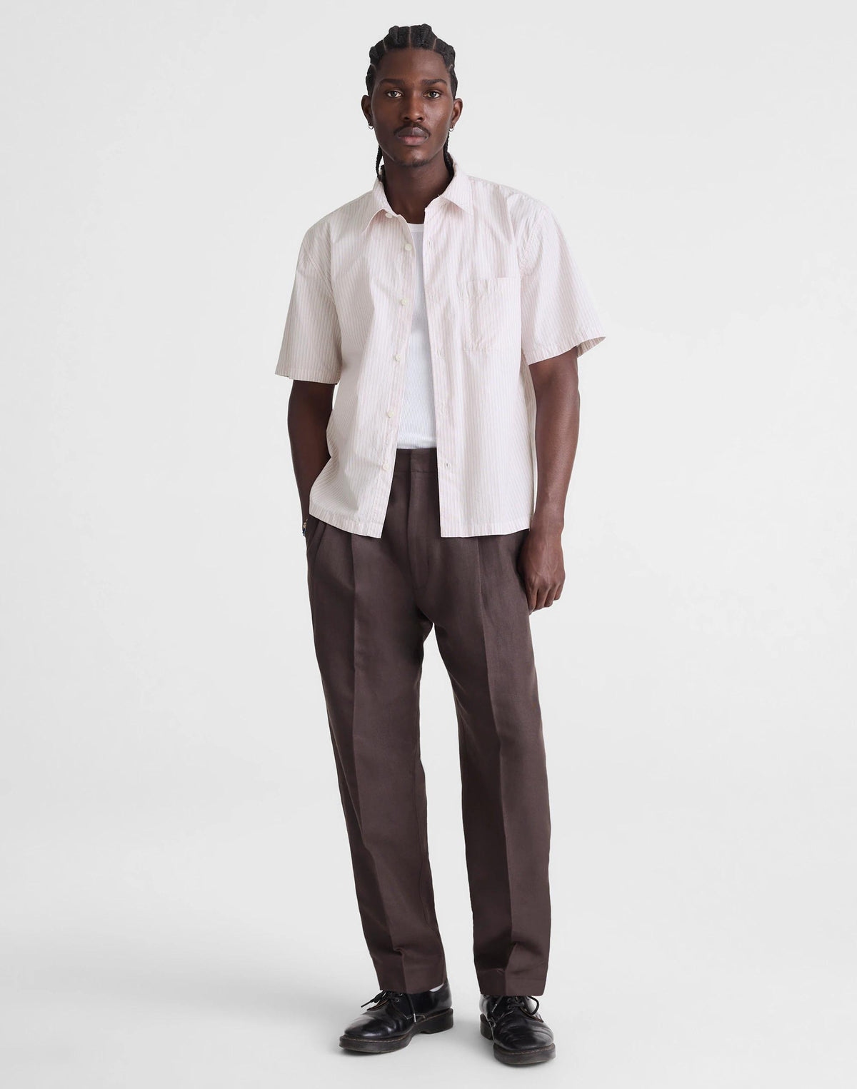 Madewell Boxy Cropped Shirt in Crisp Poplin Mini Shirting Stripe