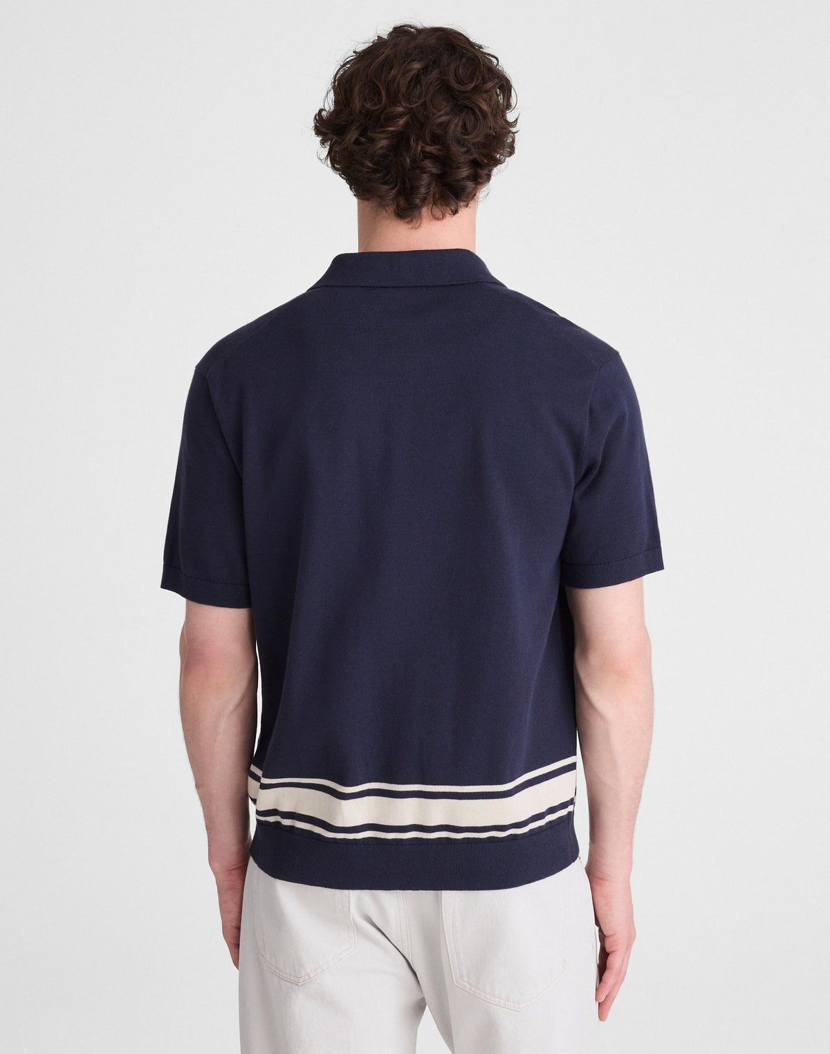 Madewell Knit Button-Up Shirt in Border Stripe Ink