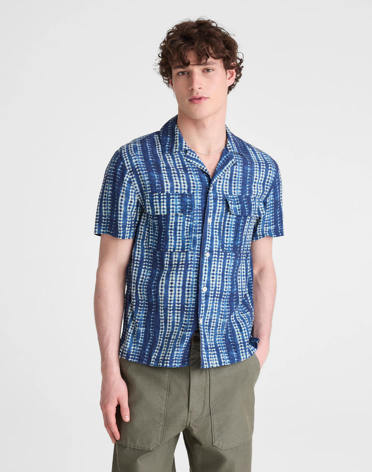 Madewell Short-Sleeve Camp Shirt in Archive Linen Blend Classic Indigo
