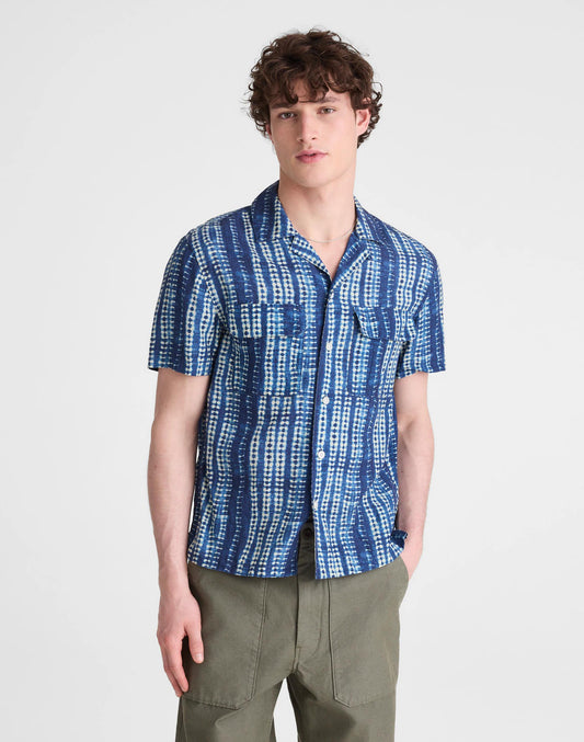 Madewell Short-Sleeve Camp Shirt in Archive Linen Blend Classic Indigo
