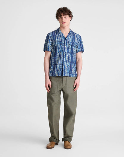 Madewell Short-Sleeve Camp Shirt in Archive Linen Blend Classic Indigo
