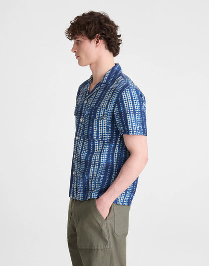 Madewell Short-Sleeve Camp Shirt in Archive Linen Blend Classic Indigo