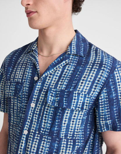 Madewell Short-Sleeve Camp Shirt in Archive Linen Blend Classic Indigo