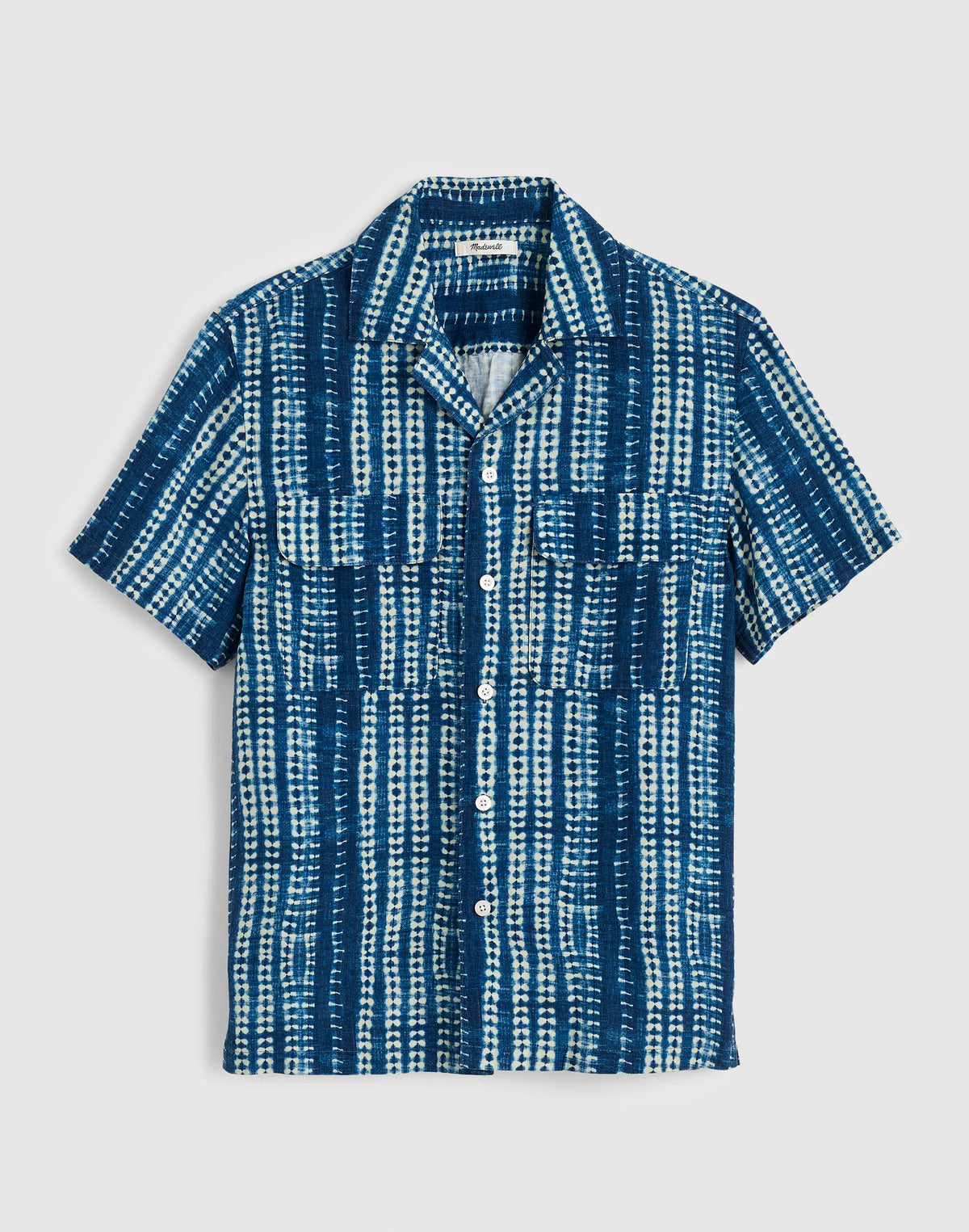 Madewell Short-Sleeve Camp Shirt in Archive Linen Blend Classic Indigo