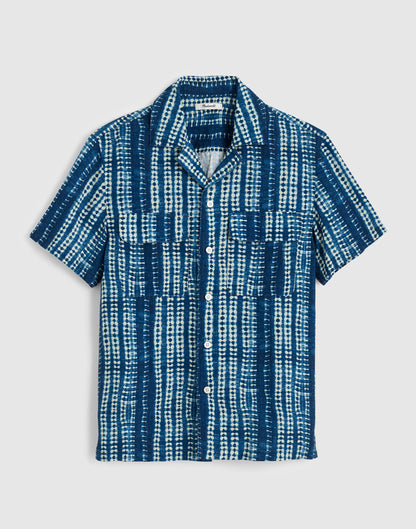 Madewell Short-Sleeve Camp Shirt in Archive Linen Blend Classic Indigo