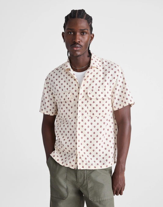 Madewell Short-Sleeve Camp Shirt in Archive Linen Blend Vintage Ivory