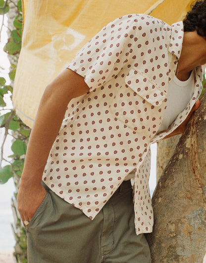 Madewell Short-Sleeve Camp Shirt in Archive Linen Blend Vintage Ivory