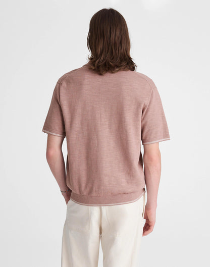 Madewell Tipped Knit Button-Up Shirt in Slub Knit Cotton Pale Thistle