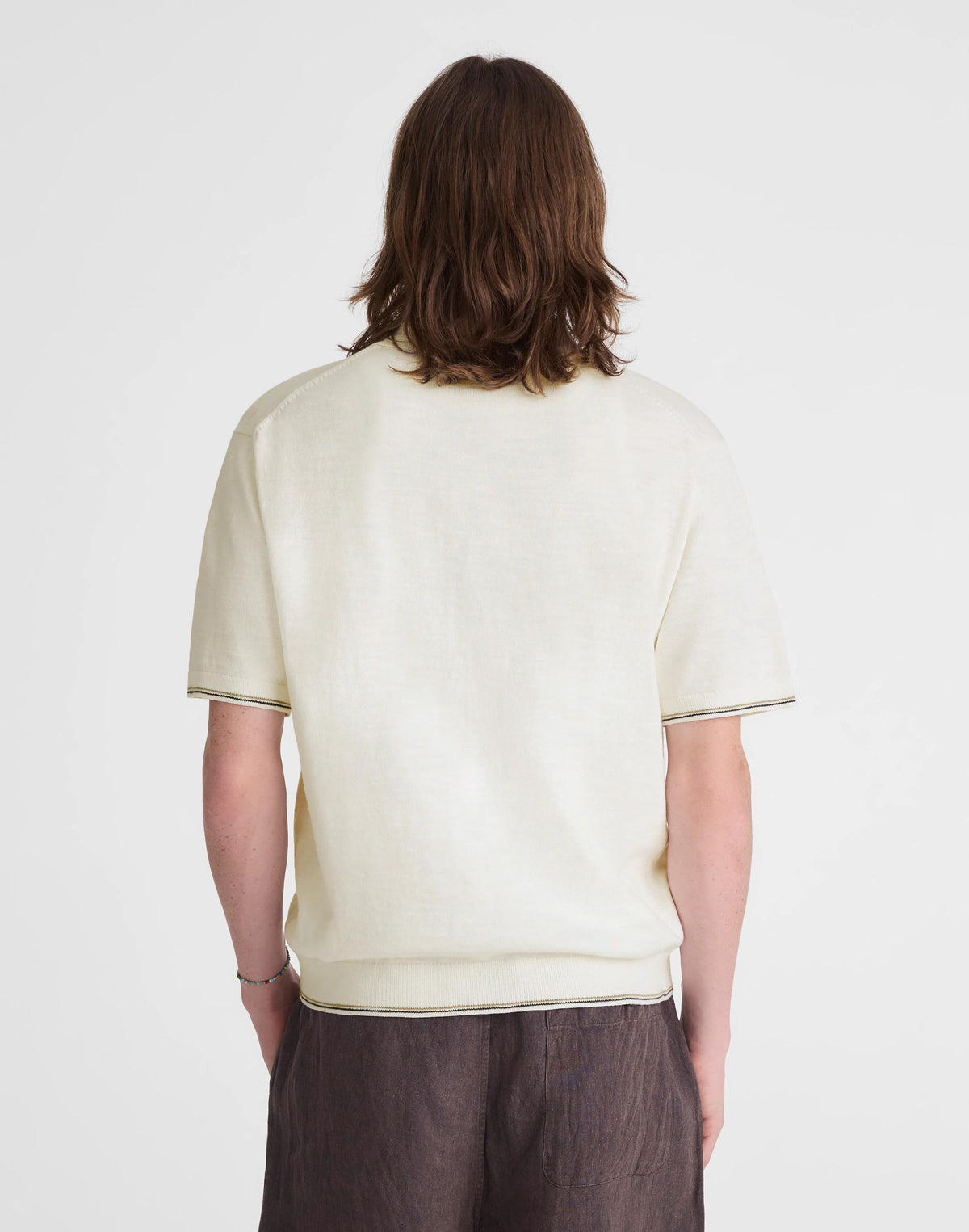 Madewell Tipped Knit Button-Up Shirt in Slub Knit Cotton Natural