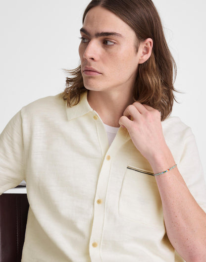 Madewell Tipped Knit Button-Up Shirt in Slub Knit Cotton Natural