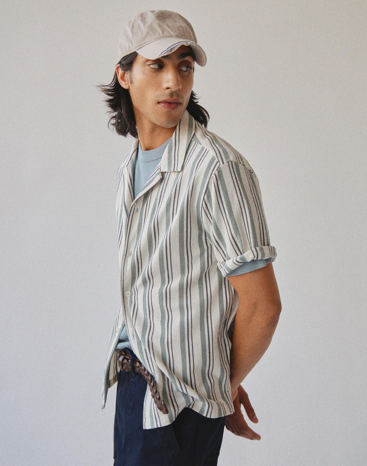 Madewell The Camp Shirt in Seaport Terry Frosted Cypress