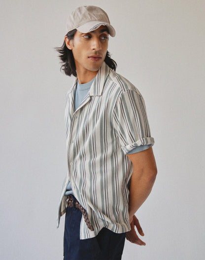 Madewell The Camp Shirt in Seaport Terry Frosted Cypress