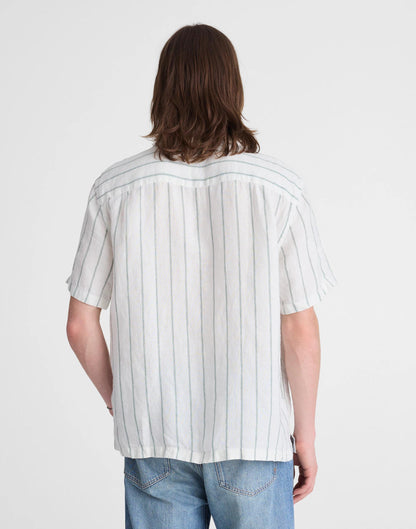 Madewell Short-Sleeve Camp Shirt in Linen Simple Stripe Flipped