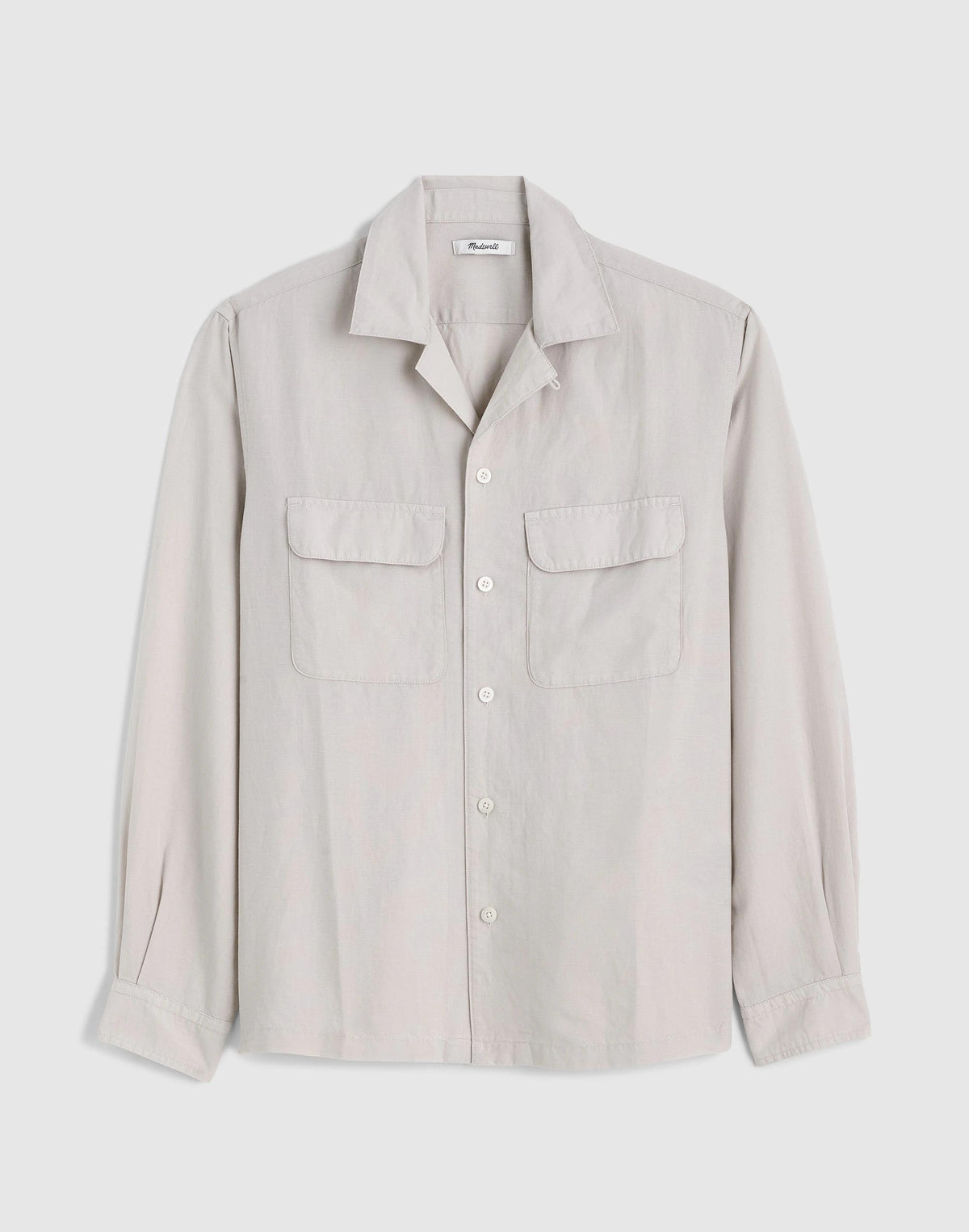 Madewell The Long-Sleeve Camp Shirt in Archive Linen Blend Form Grey