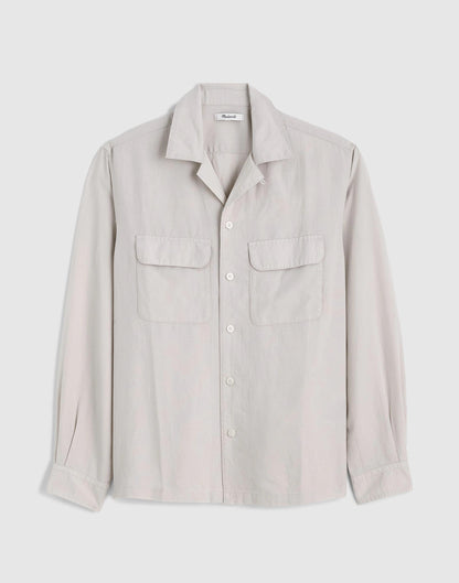 Madewell The Long-Sleeve Camp Shirt in Archive Linen Blend Form Grey