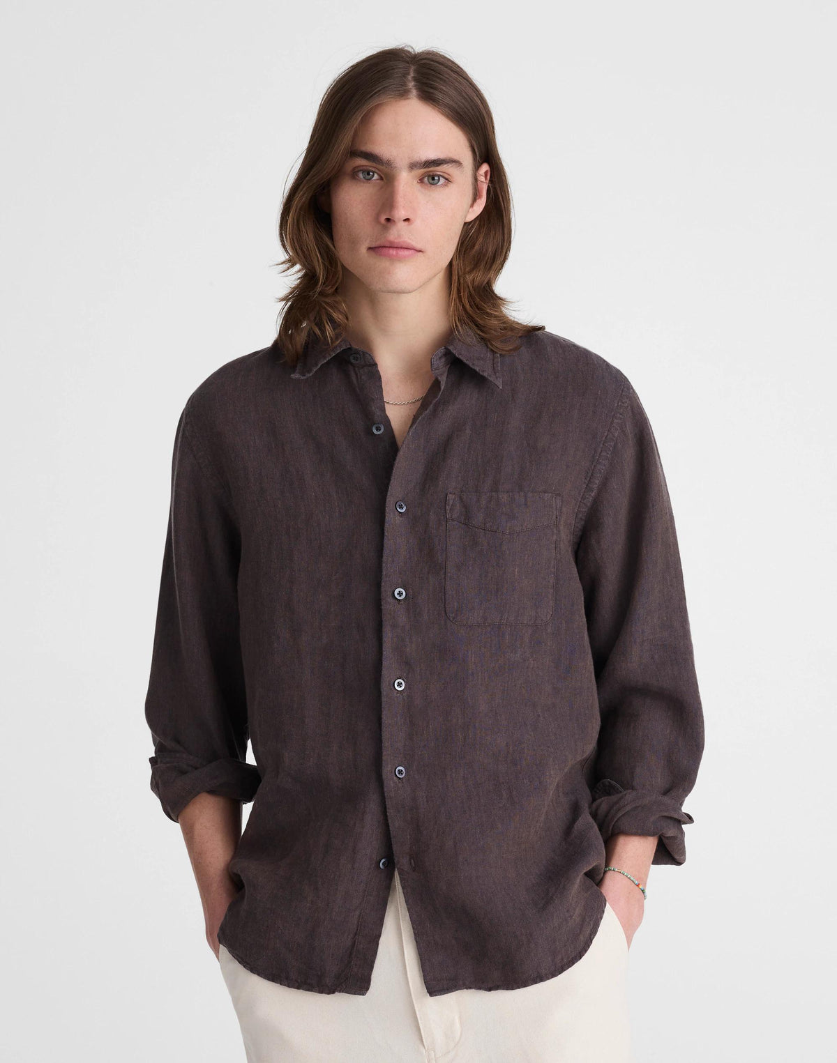 Madewell Button-Up Shirt in Linen Chocolate