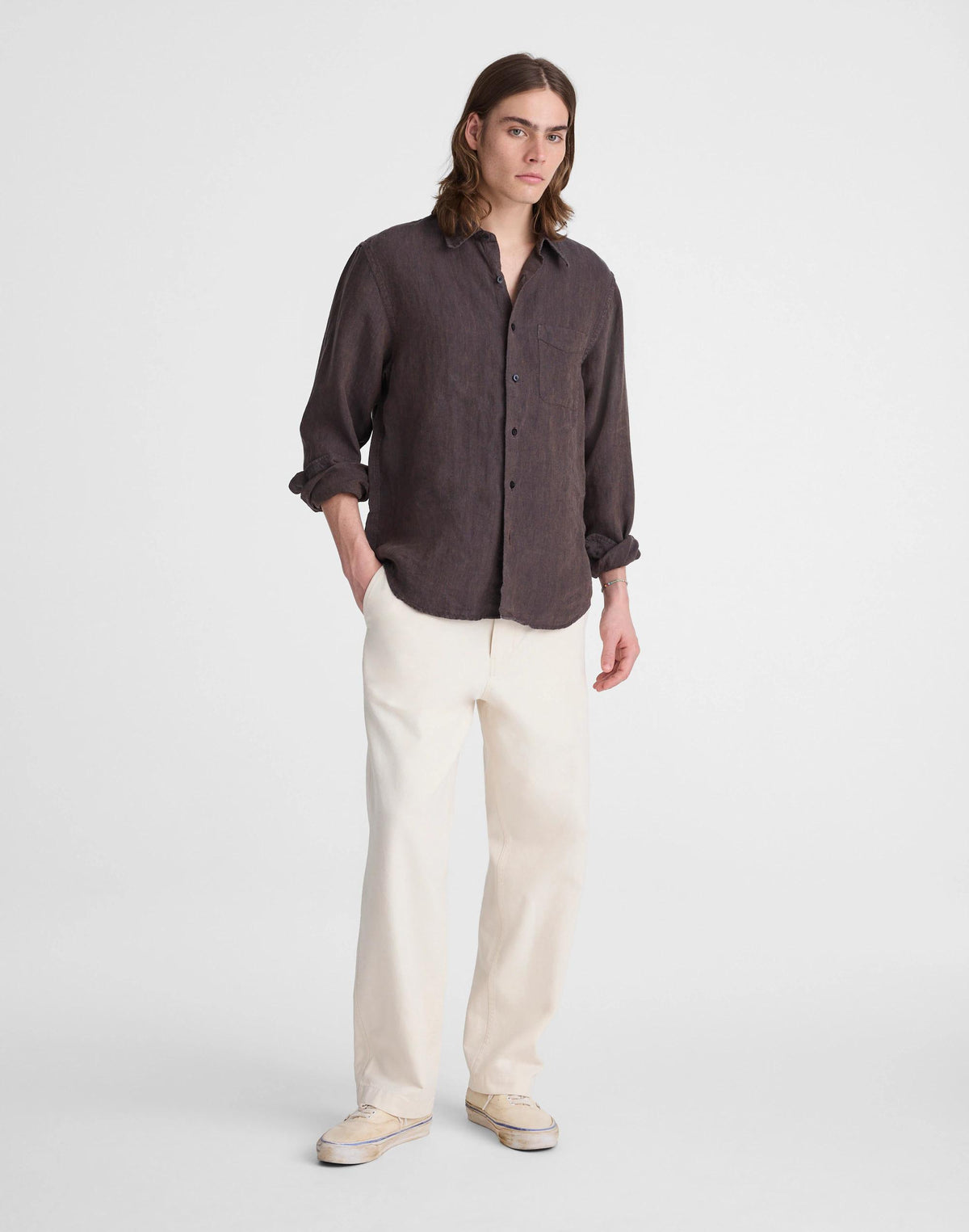 Madewell Button-Up Shirt in Linen Chocolate