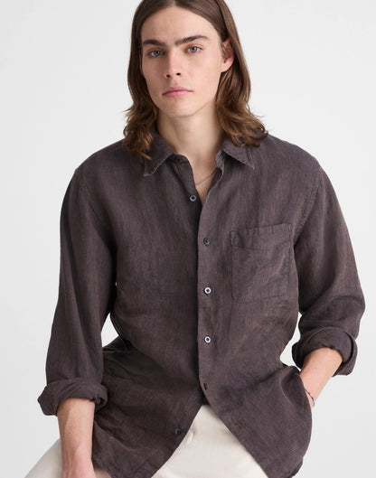 Madewell Button-Up Shirt in Linen Chocolate