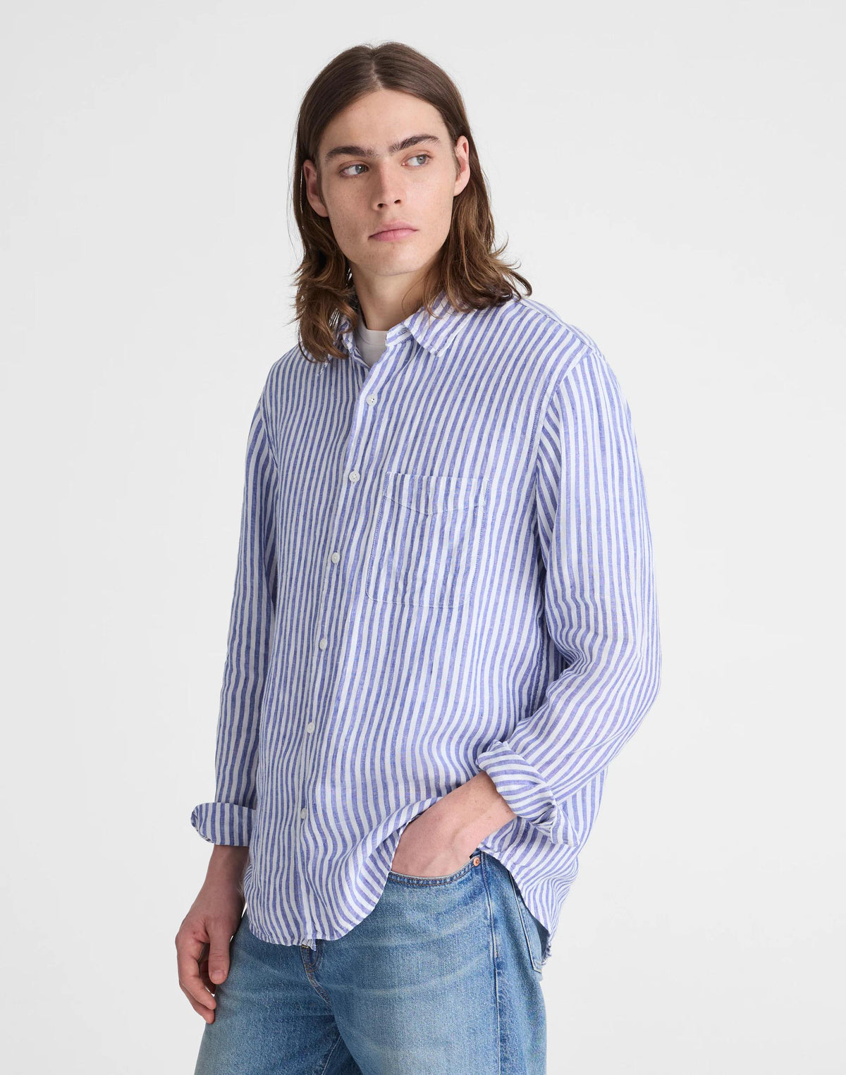 Madewell Button-Up Shirt in Linen Stripe