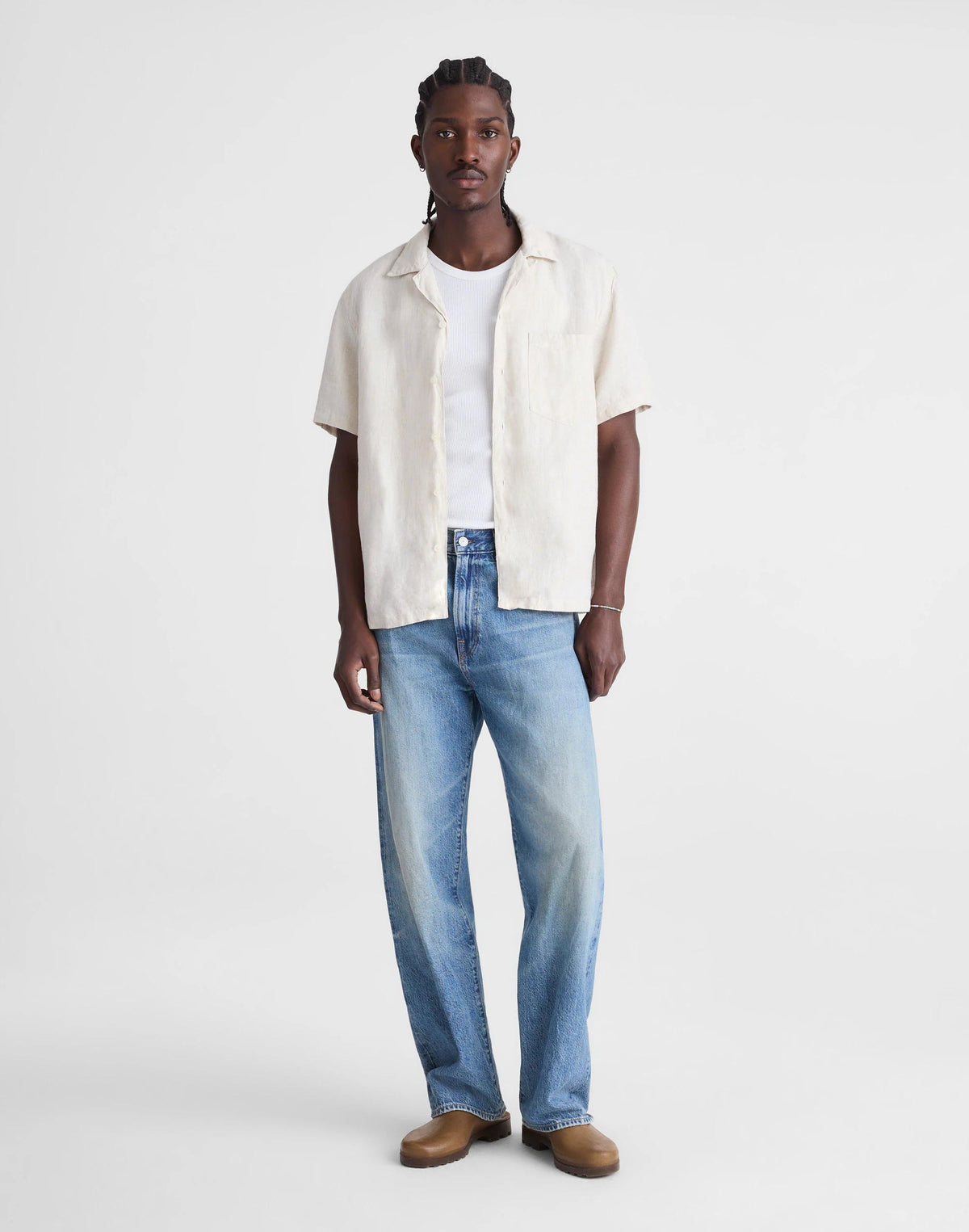 Madewell Short-Sleeve Camp Shirt in Linen Bleached