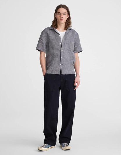 Madewell Short-Sleeve Camp Shirt in Linen Dark Chambray