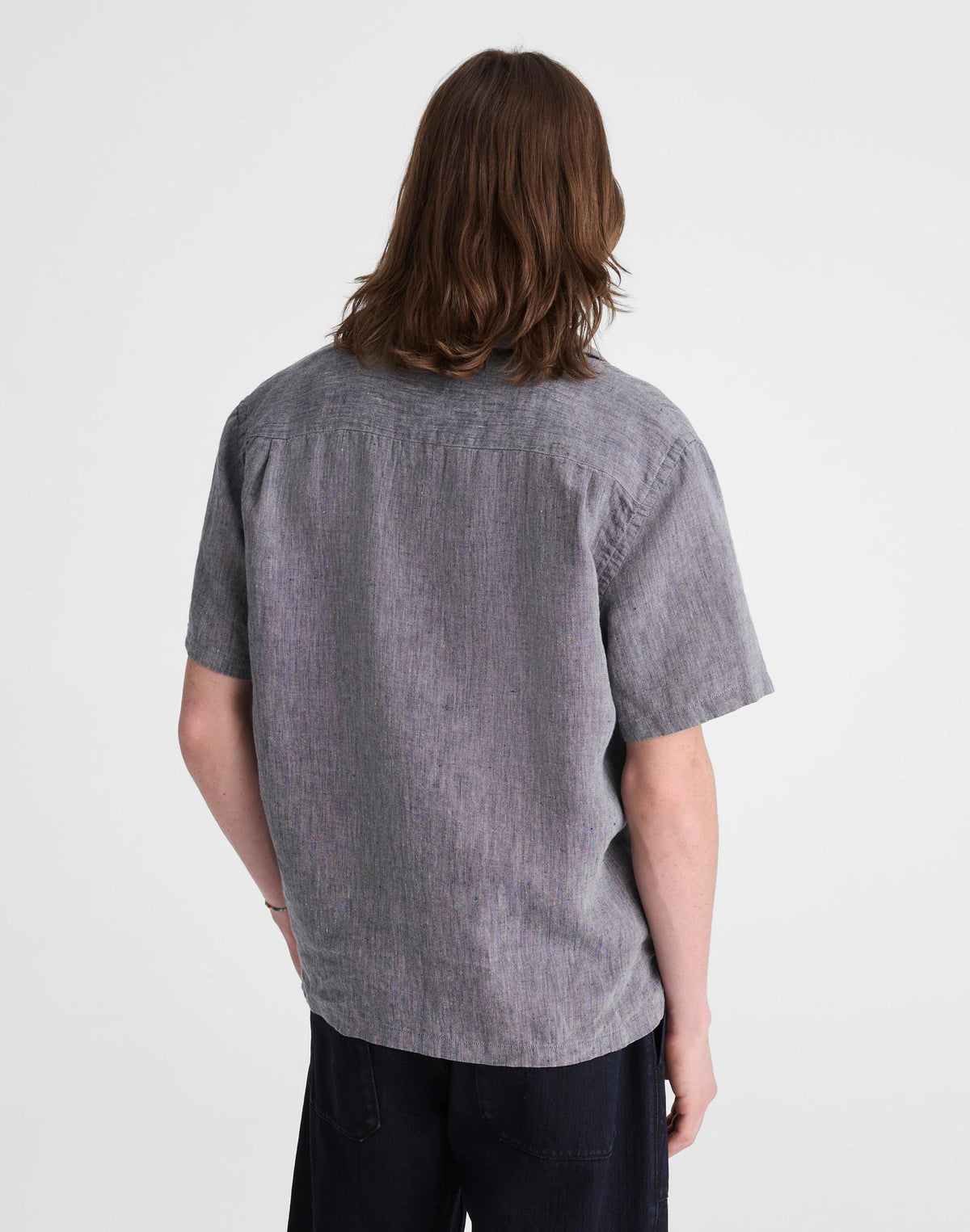 Madewell Short-Sleeve Camp Shirt in Linen Dark Chambray
