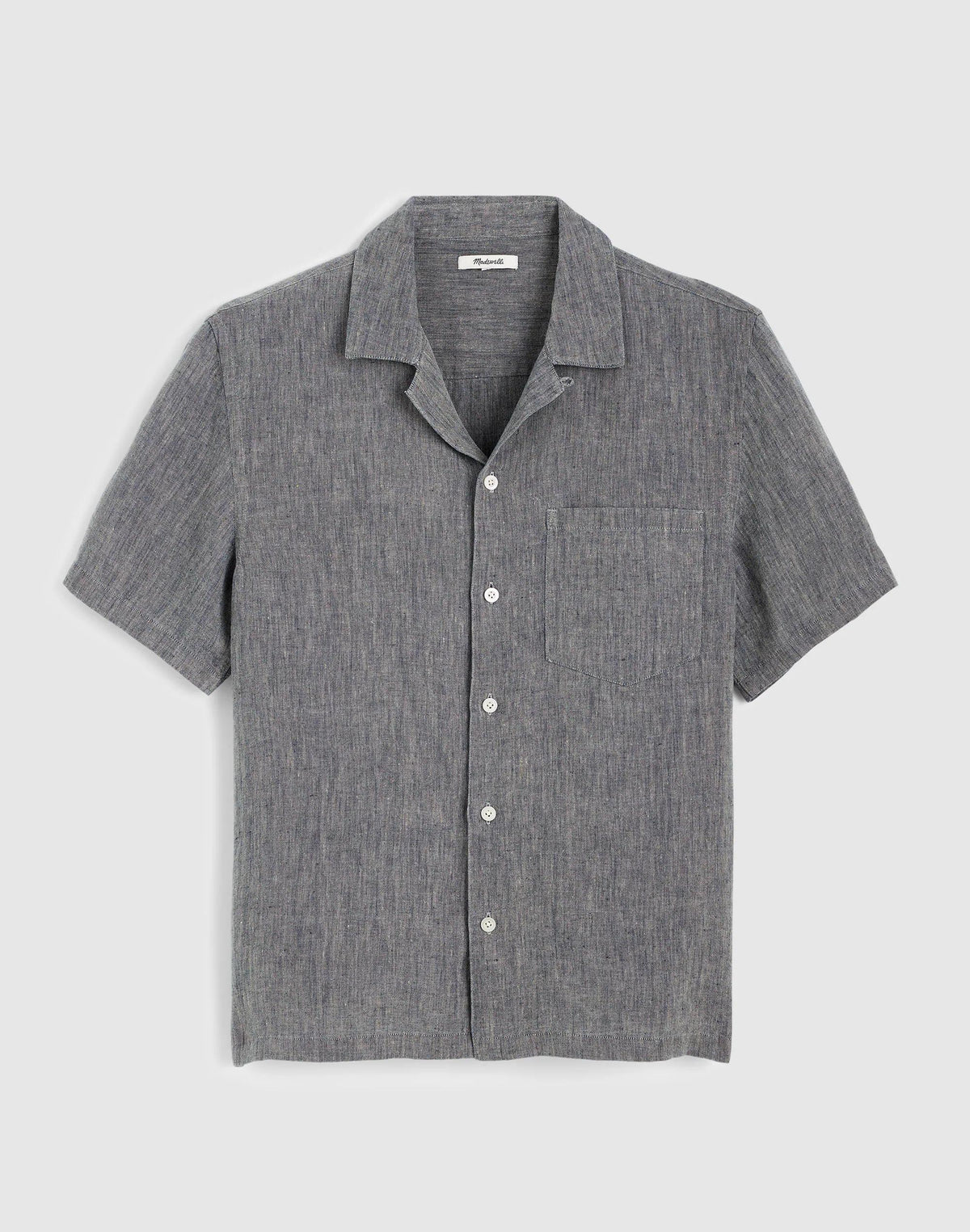 Madewell Short-Sleeve Camp Shirt in Linen Dark Chambray