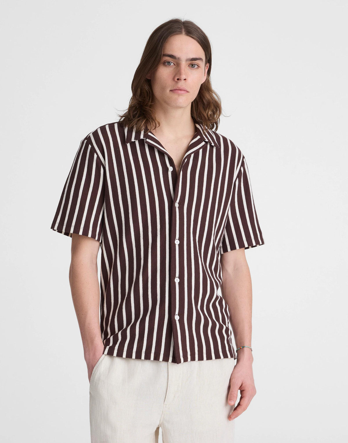 Madewell The Camp Shirt in Seaport Terry Coffee Bean