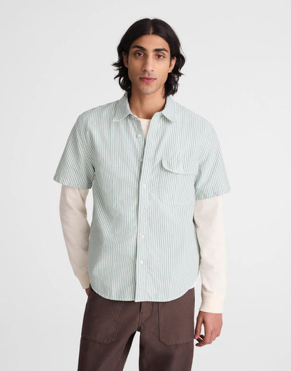 Madewell Short-Sleeve Single-Pocket Shirt in Allday Oxford Stripe