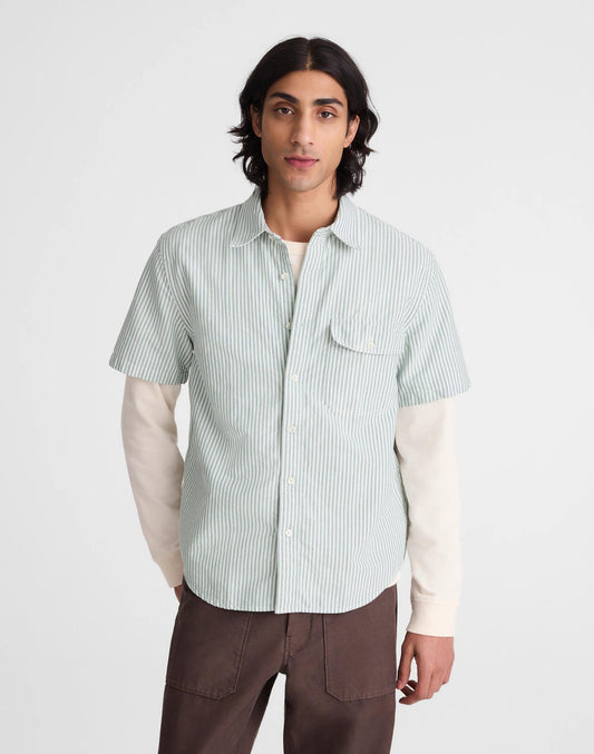 Madewell Short-Sleeve Single-Pocket Shirt in Allday Oxford Stripe