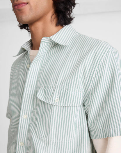 Madewell Short-Sleeve Single-Pocket Shirt in Allday Oxford Stripe